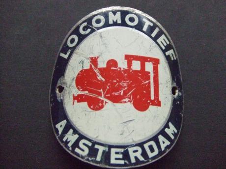 Locomotief rijwielfabriek Amsterdam oud balhoofdplaatje 1